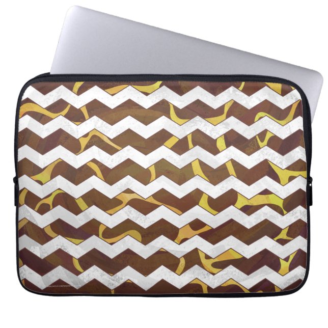 Giraffe Brown and Yellow Print Laptop Sleeve (Voorkant)