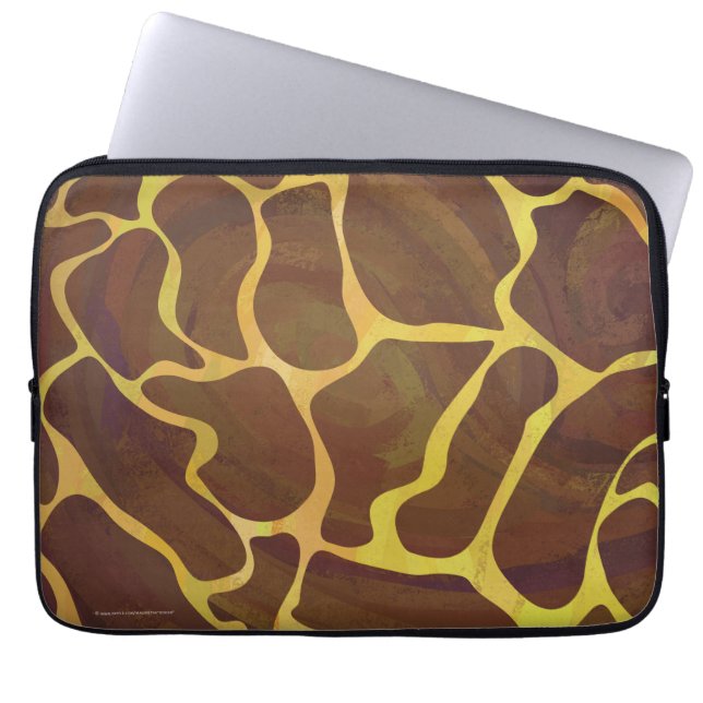 Giraffe Brown and Yellow Print Laptop Sleeve (Voorkant)