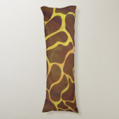 Giraffe Brown and Yellow Print Lichaamskussen (Voorkant Verticaal)