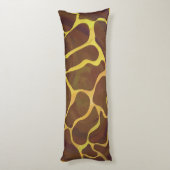 Giraffe Brown and Yellow Print Lichaamskussen (Achterkant (Verticaal))
