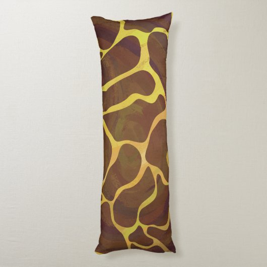 Giraffe Brown and Yellow Print Lichaamskussen (Achterkant (Verticaal))