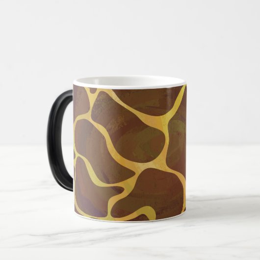 Giraffe Brown and Yellow Print Magische Mok (Voorkant links)