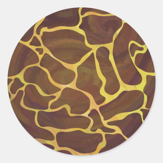 Giraffe Brown and Yellow Print Ronde Sticker (Voorkant)