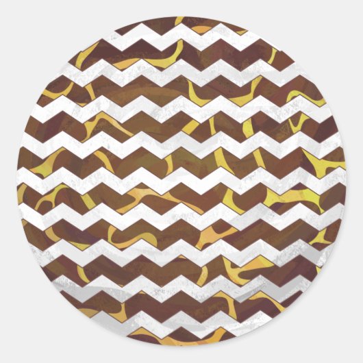 Giraffe Brown and Yellow Print Ronde Sticker (Voorkant)
