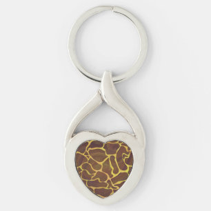 Giraffe Brown and Yellow Print Sleutelhanger