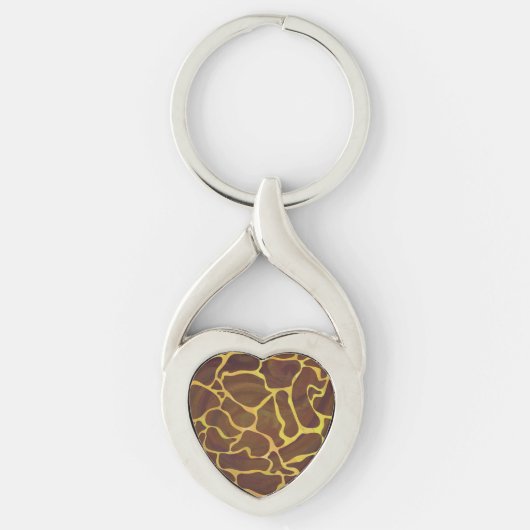 Giraffe Brown and Yellow Print Sleutelhanger (Voorkant)