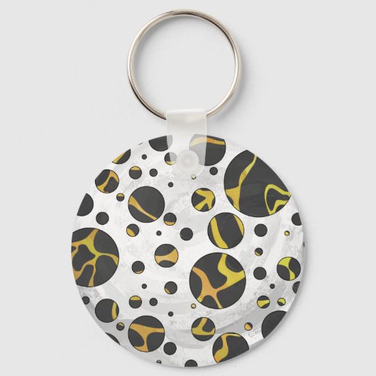 Giraffe Brown and Yellow Print Sleutelhanger (Voorkant)