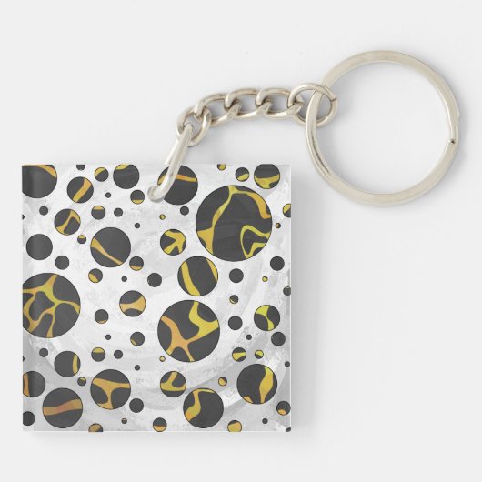 Giraffe Brown and Yellow Print Sleutelhanger (Achterkant)
