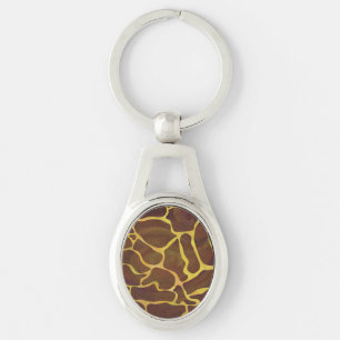 Giraffe Brown and Yellow Print Sleutelhanger