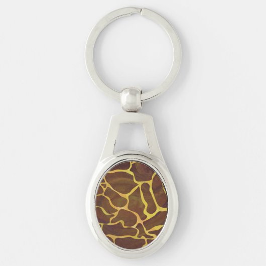 Giraffe Brown and Yellow Print Sleutelhanger (Voorkant)