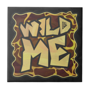 Giraffe Brown and Yellow Print Tegeltje