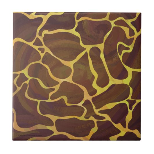 Giraffe Brown and Yellow Print Tegeltje (Voorkant)