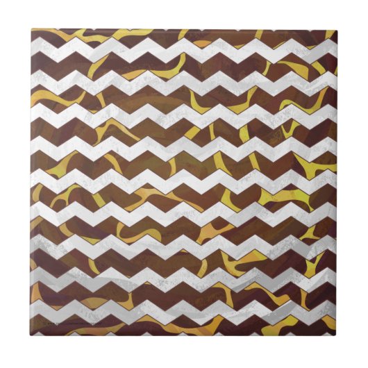 Giraffe Brown and Yellow Print Tegeltje (Voorkant)