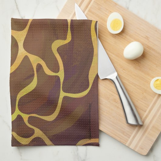 Giraffe Brown and Yellow Print Theedoek (Quarter Fold)