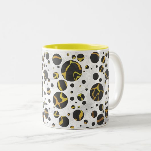 Giraffe Brown and Yellow Print Tweekleurige Koffiemok (Voorkant rechts)