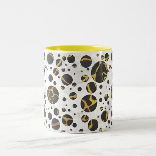 Giraffe Brown and Yellow Print Tweekleurige Koffiemok (Center)