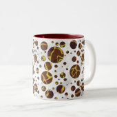 Giraffe Brown and Yellow Print Tweekleurige Koffiemok (Voorkant rechts)