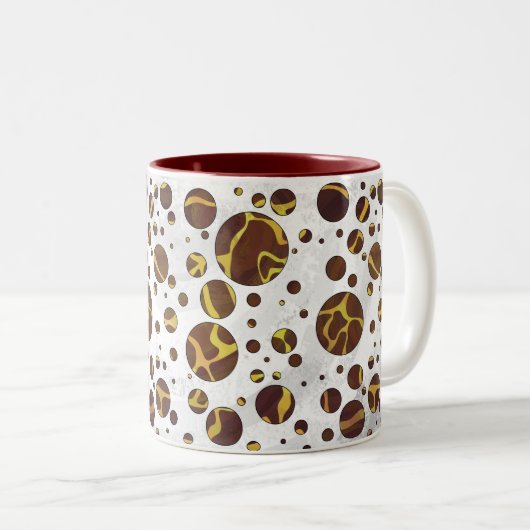 Giraffe Brown and Yellow Print Tweekleurige Koffiemok (Voorkant rechts)
