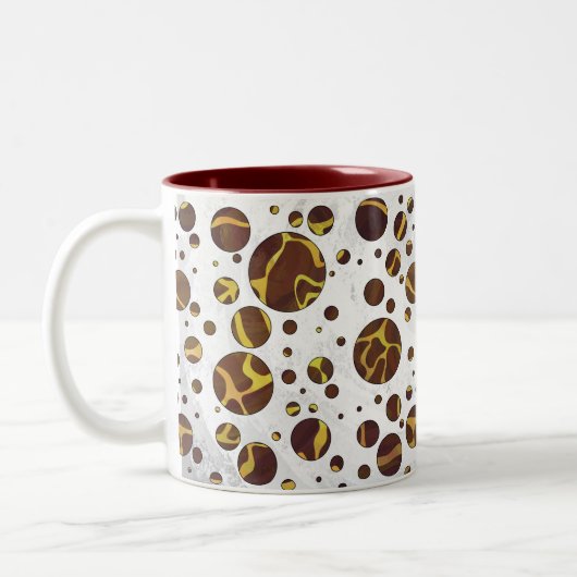 Giraffe Brown and Yellow Print Tweekleurige Koffiemok (Links)