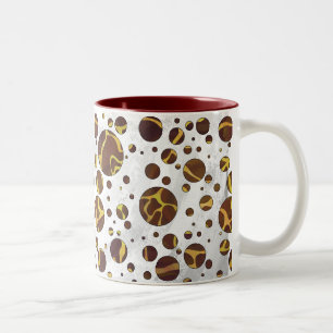Giraffe Brown and Yellow Print Tweekleurige Koffiemok