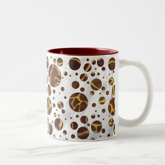 Giraffe Brown and Yellow Print Tweekleurige Koffiemok (Rechts)