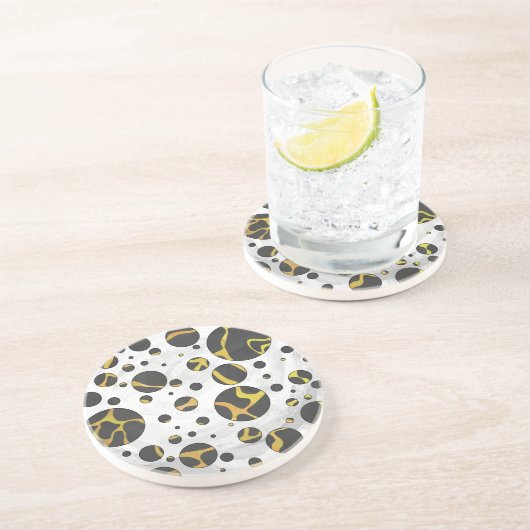 Giraffe Brown and Yellow Print Zandsteen Onderzetter (Zijkant)