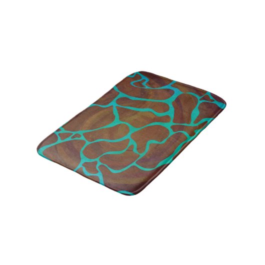 Giraffe Brown en Blauwgroen print Badmat (Gekanteld)