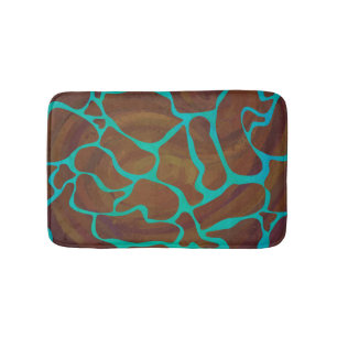 Giraffe Brown en Blauwgroen print Badmat
