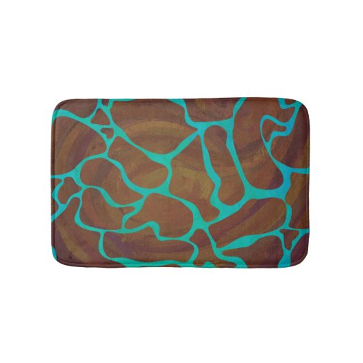 Giraffe Brown en Blauwgroen print Badmat (Voorkant)