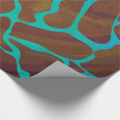 Giraffe Brown en Blauwgroen print Cadeaupapier (Hoek)
