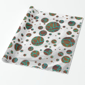 Giraffe Brown en Blauwgroen print Cadeaupapier (Uitgerold)