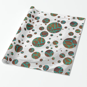 Giraffe Brown en Blauwgroen print Cadeaupapier