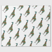 Giraffe Brown en Blauwgroen print Cadeaupapier (Vlak)