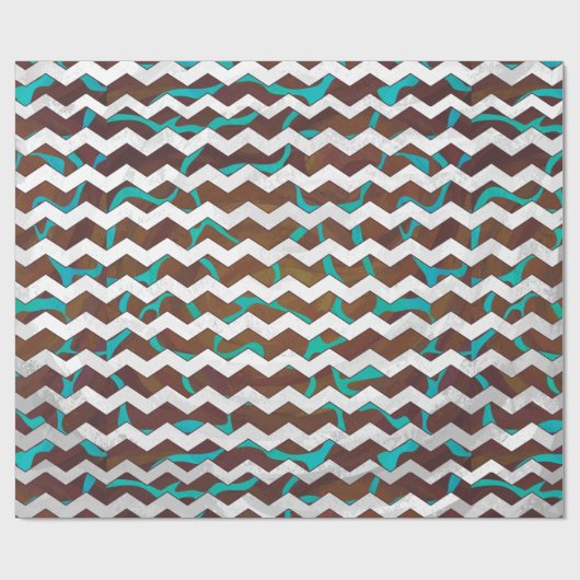 Giraffe Brown en Blauwgroen print Cadeaupapier (Vlak)