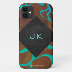 Giraffe Brown en Blauwgroen print iPhone 11 Hoesje