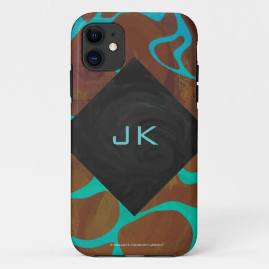 Giraffe Brown en Blauwgroen print Case-Mate iPhone Case (Achterkant)