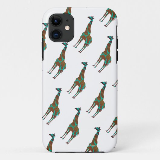 Giraffe Brown en Blauwgroen print Case-Mate iPhone Case (Achterkant)
