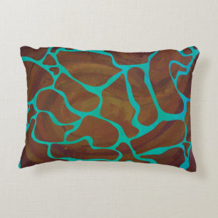 Giraffe Brown en Blauwgroen print Decoratief Kussen