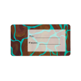 Giraffe Brown en Blauwgroen print Etiket