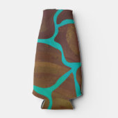 Giraffe Brown en Blauwgroen print Flesjeskoeler (Voorkant)