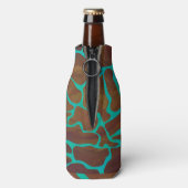 Giraffe Brown en Blauwgroen print Flesjeskoeler (Fles Achterkant)