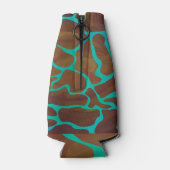 Giraffe Brown en Blauwgroen print Flesjeskoeler (Achterkant)