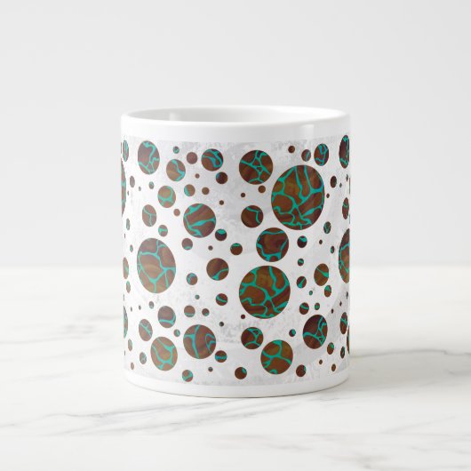 Giraffe Brown en Blauwgroen print Grote Koffiekop (Voorkant)