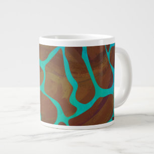 Giraffe Brown en Blauwgroen print Grote Koffiekop