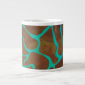 Giraffe Brown en Blauwgroen print Grote Koffiekop (Voorkant)