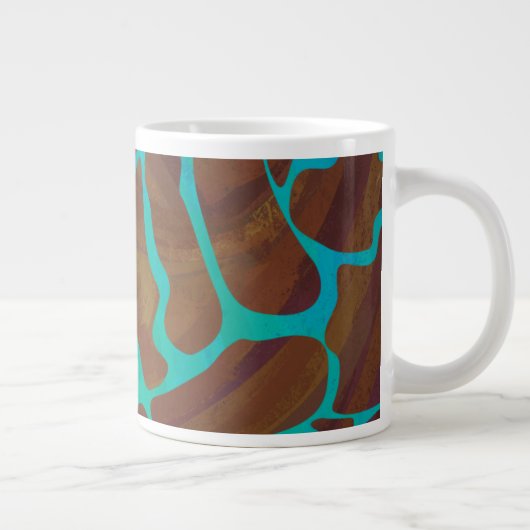 Giraffe Brown en Blauwgroen print Grote Koffiekop (Rechts)