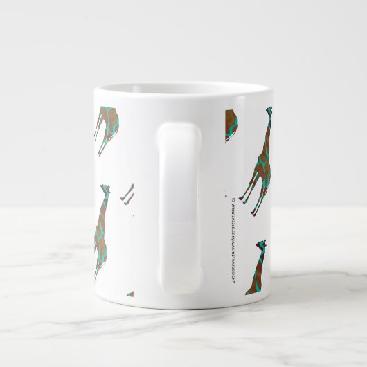 Giraffe Brown en Blauwgroen print Grote Koffiekop (Achterkant)