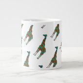 Giraffe Brown en Blauwgroen print Grote Koffiekop (Voorkant)