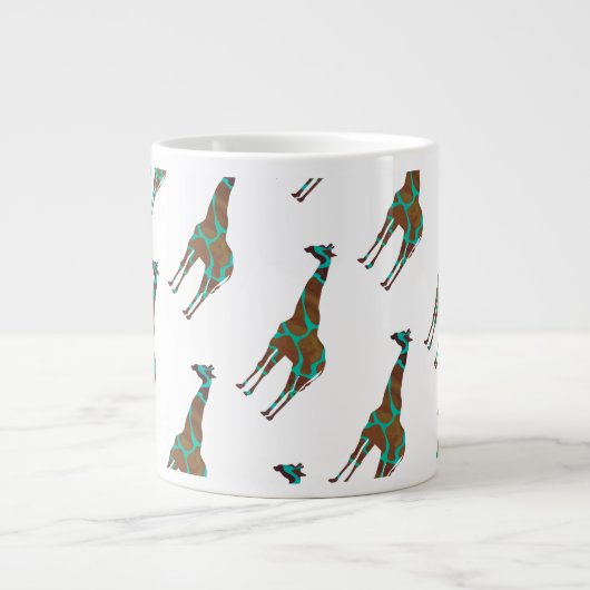 Giraffe Brown en Blauwgroen print Grote Koffiekop (Voorkant)