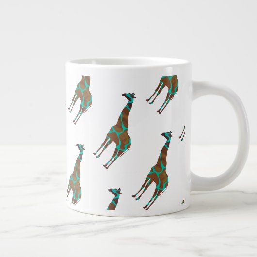 Giraffe Brown en Blauwgroen print Grote Koffiekop (Rechts)